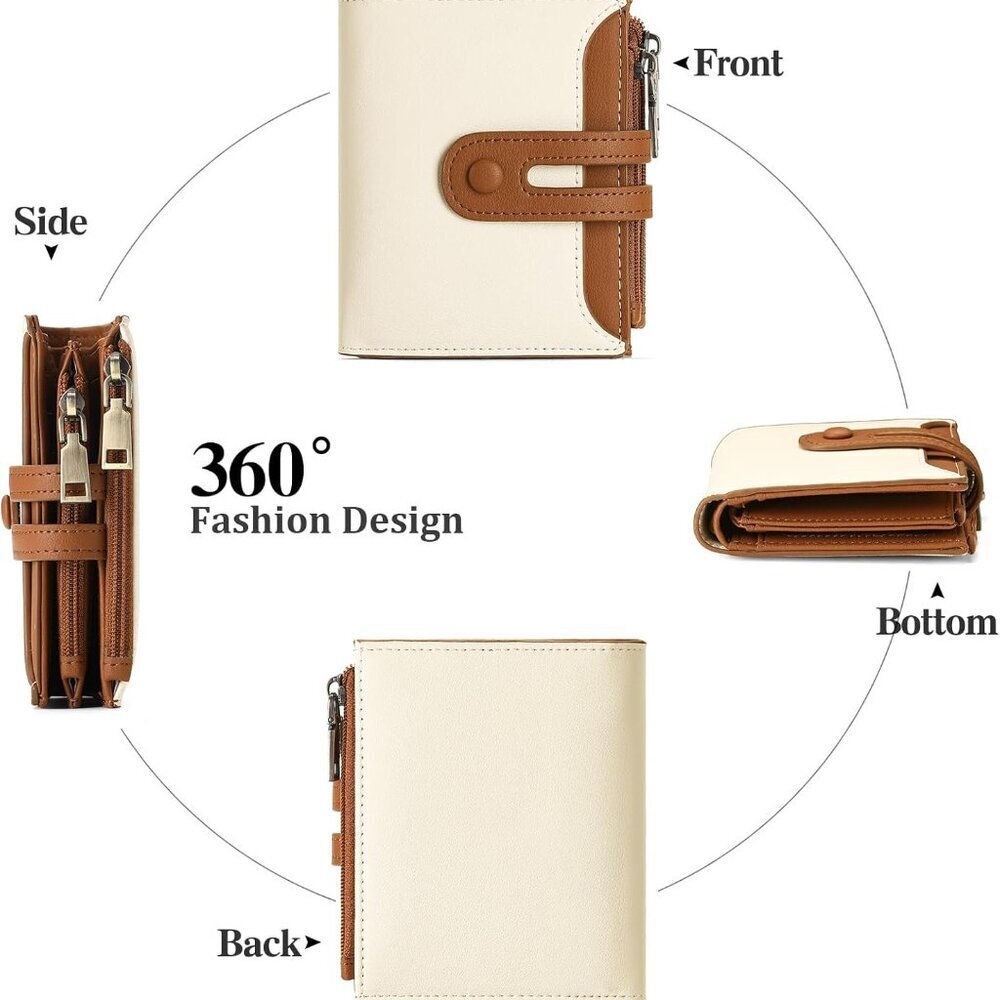 Women's Small RFID Card Wallet Bifold with Zipper Pocket Faux Leather - Picture 3 of 6